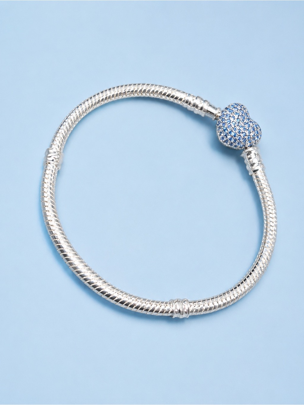 Pandora Moments 17cm Blue Pave Sparkling Snake Chain Bracelet